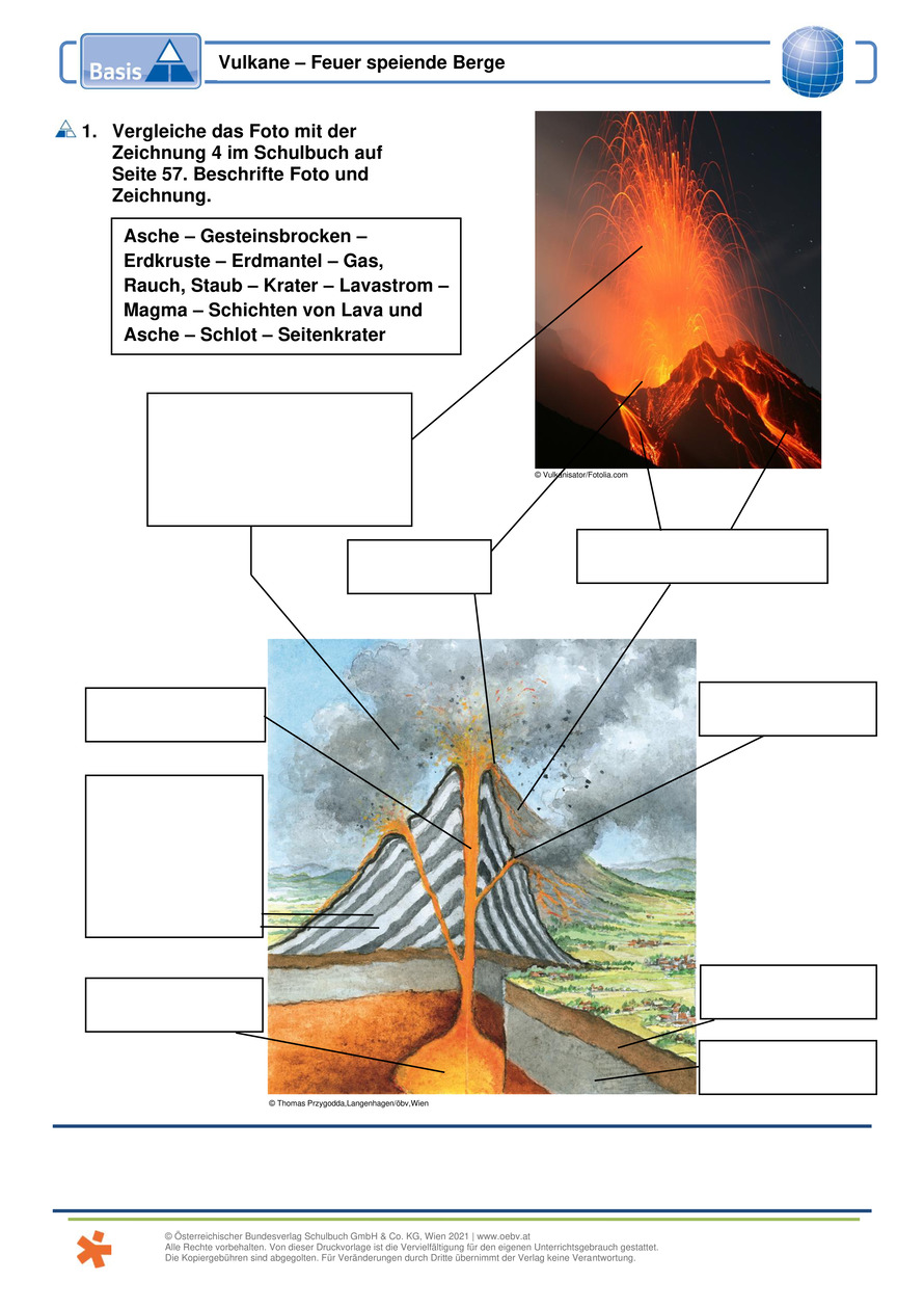 Vulkane Arbeitsblatt Bv