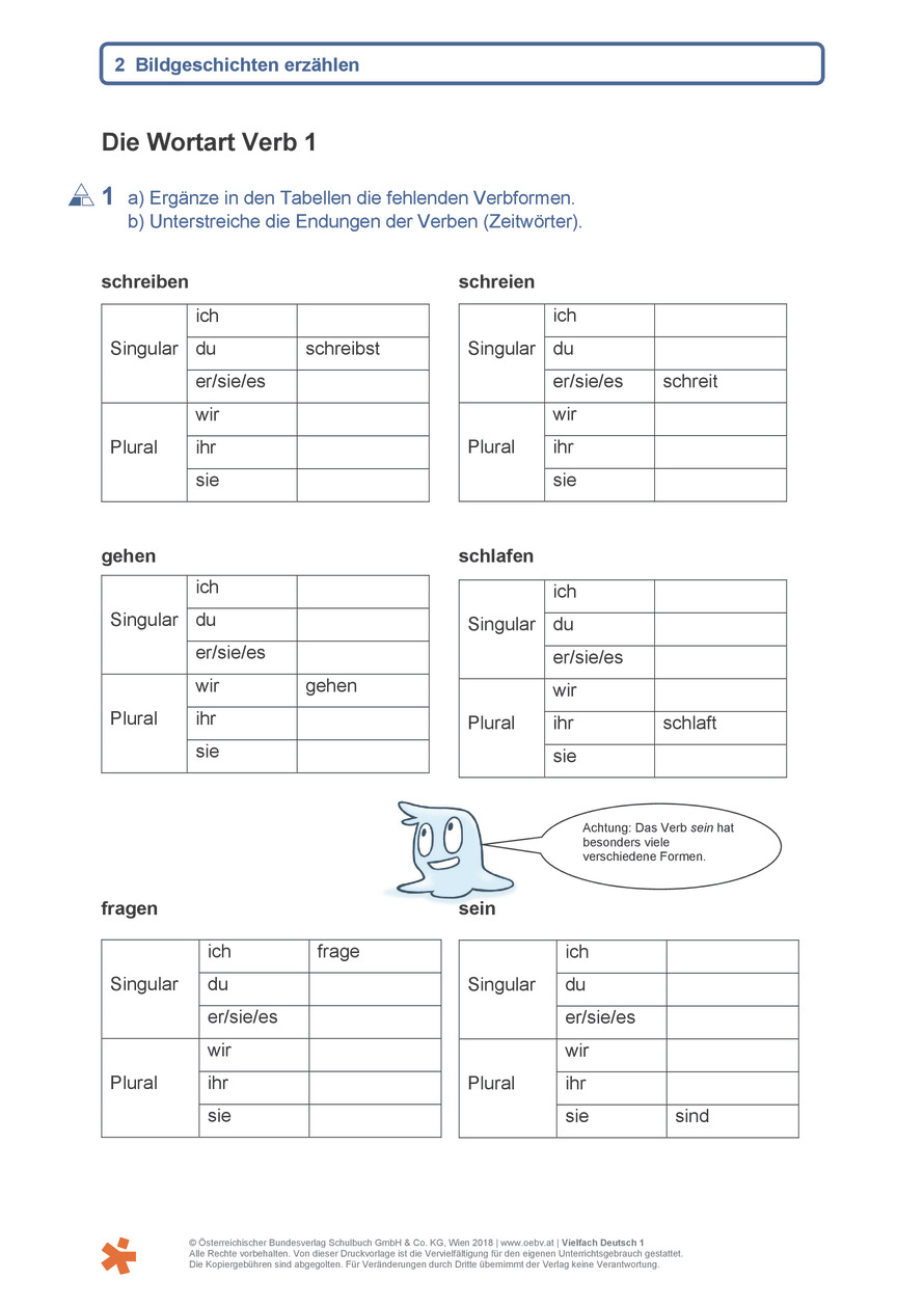 Verb 2 Arbeitsblatt | öbv